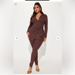 Elegant Brown Women's 2 Piece Set